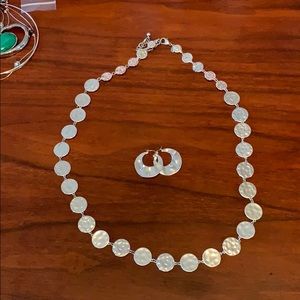 Silver necklace + earrings